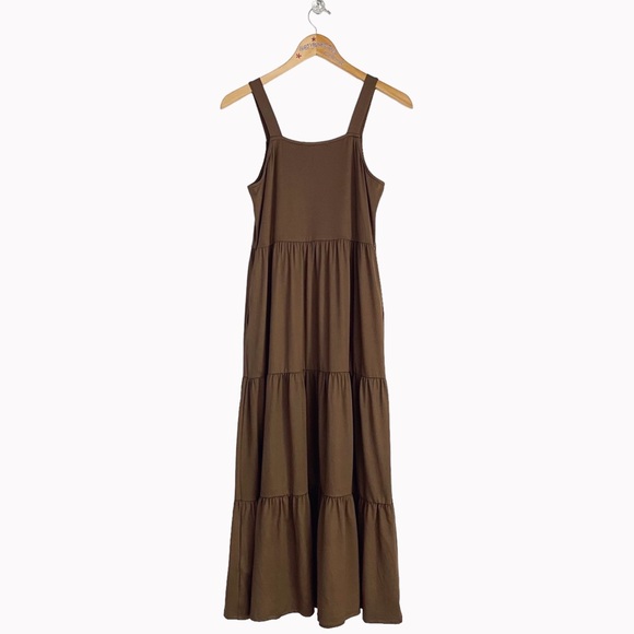 You & Me Boutique Sleeveless Tiered Midi Dress w/Pockets Women’s S (4/6) Mocha - Picture 5 of 11